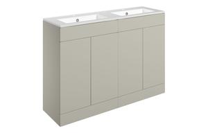 Morino 1210mm Floor Standing 4 Door Basin Unit & 2TH Basin - Matt Latte