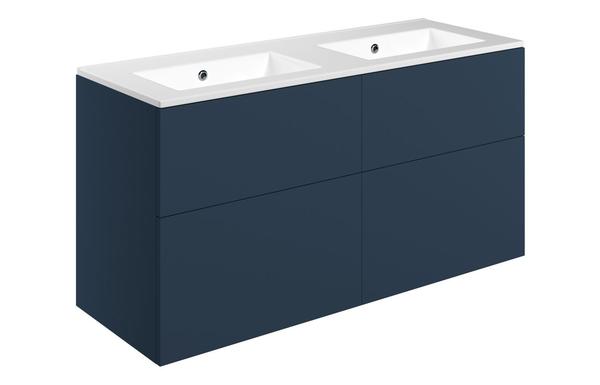 Morino 1210mm Wall Hung 4 Drawer Basin Unit & 0TH Basin - Matt Deep Blue