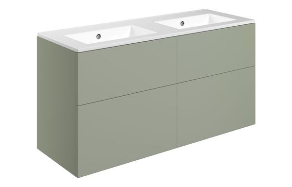 Morino 1210mm Wall Hung 4 Drawer Basin Unit & 0TH Basin - Matt Olive Green