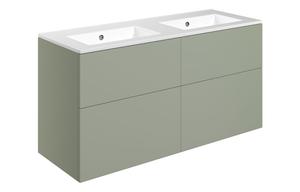 Morino 1210mm Wall Hung 4 Drawer Basin Unit & 0TH Basin - Matt Olive Green