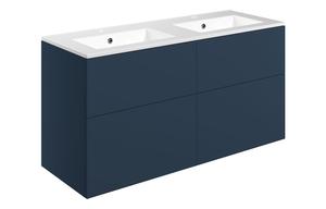 Morino 1210mm Wall Hung 4 Drawer Basin Unit & 2TH Basin - Matt Deep Blue
