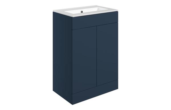 Morino 610mm Floor Standing 2 Door Basin Unit & 0TH Basin - Matt Deep Blue