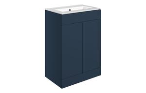 Morino 610mm Floor Standing 2 Door Basin Unit & 0TH Basin - Matt Deep Blue