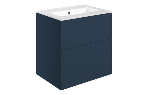 Morino 610mm Wall Hung 2 Drawer Basin Unit & 0TH Basin - Matt Deep Blue