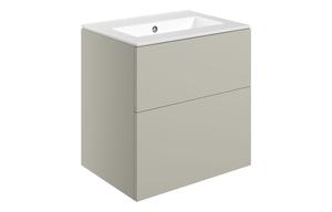Morino 610mm Wall Hung 2 Drawer Basin Unit & 0TH Basin - Matt Latte