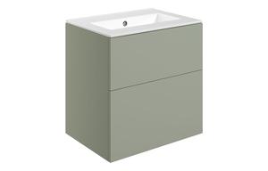 Morino 610mm Wall Hung 2 Drawer Basin Unit & 0TH Basin - Matt Olive Green