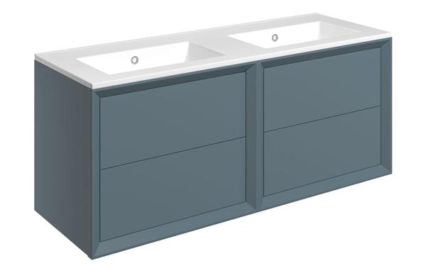 Plush 1210mm Wall Hung 4 Drawer Basin Unit & 0TH Thin Edge Basin - Matt Storm Blue