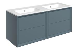 Plush 1210mm Wall Hung 4 Drawer Basin Unit & 0TH Thin Edge Basin - Matt Storm Blue
