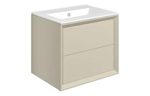 Plush 615mm Wall Hung 2 Drawer Basin Unit & 0TH Thin Edge Basin - Matt Cotton