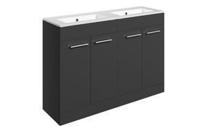 Sabanto 1210mm Floor Standing 4 Door Basin Unit & 0TH Thin Edge Basin - Anthracite Gloss