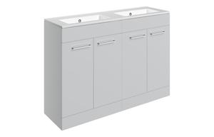 Sabanto 1210mm Floor Standing 4 Door Basin Unit & 0TH Thin Edge Basin - Grey Gloss