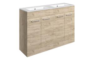 Sabanto 1210mm Floor Standing 4 Door Basin Unit & 2TH Thin Edge Basin - Oak