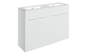 Sabanto 1210mm Floor Standing 4 Door Basin Unit & 2TH Thin Edge Basin - White Gloss