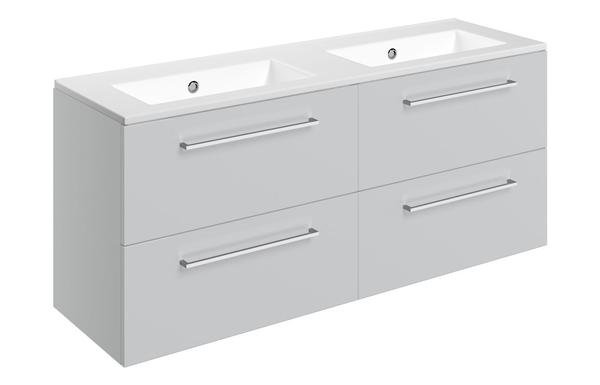 Sabanto 1210mm Wall Hung 4 Drawer Basin Unit & 0TH Thin Edge Basin - Grey Gloss