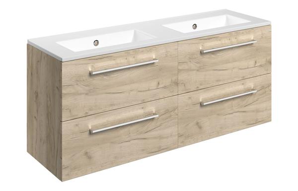 Sabanto 1210mm Wall Hung 4 Drawer Basin Unit & 0TH Thin Edge Basin - Oak