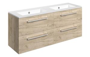 Sabanto 1210mm Wall Hung 4 Drawer Basin Unit & 0TH Thin Edge Basin - Oak