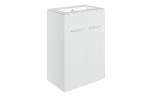 Sabanto 610mm Floor Standing 2 Door Basin Unit & 0TH Thin Edge Basin - White Gloss