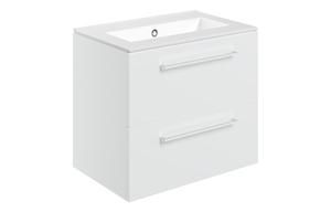 Sabanto 610mm Wall Hung 2 Drawer Basin Unit & 0TH Thin Edge Basin - White Gloss