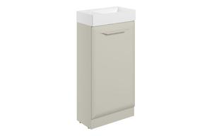 Stafford 410mm Floor Standing 1 Door Cloakroom Basin Unit w/1TH Basin - Matt Latte