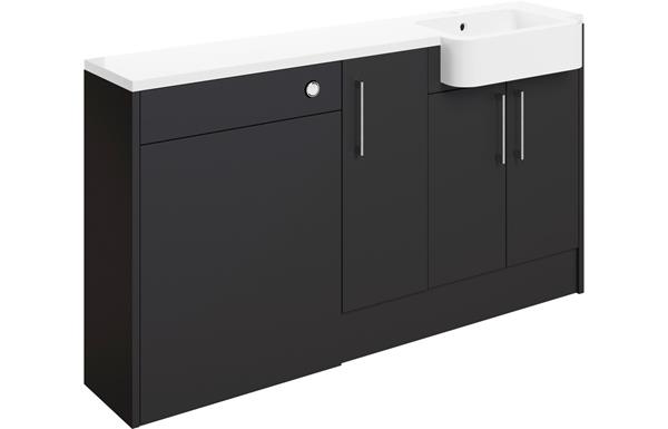 Venosia 1542mm Basin  WC & 1 Door Unit Pack (LH) - Matt Graphite Grey