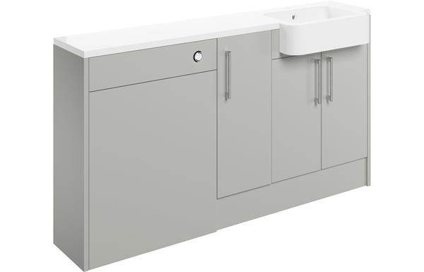 Venosia 1542mm Basin  WC & 1 Door Unit Pack (LH) - Light Grey Gloss
