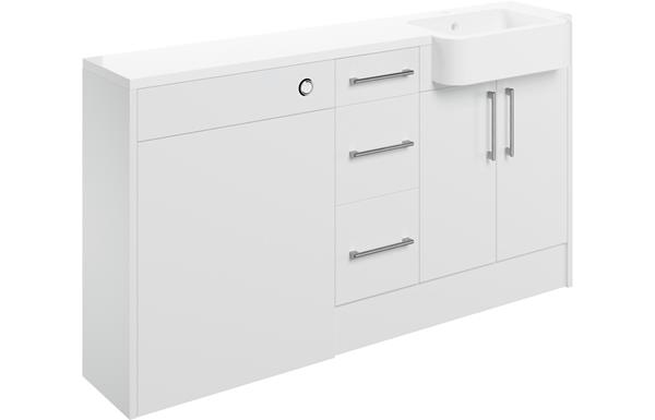 Venosia 1542mm Basin  WC & 3 Drawer Unit Pack (RH) - White Gloss