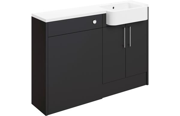 Venosia 1242mm Basin & WC Unit Pack (LH) - Matt Graphite Grey