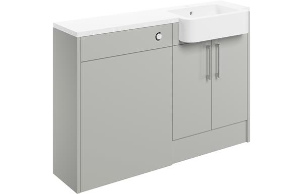 Venosia 1242mm Basin & WC Unit Pack (RH) - Light Grey Gloss