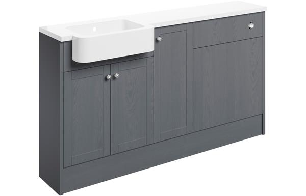 Valinso 1542mm Basin  WC & 1 Door Unit Pack (LH) - Grey Ash