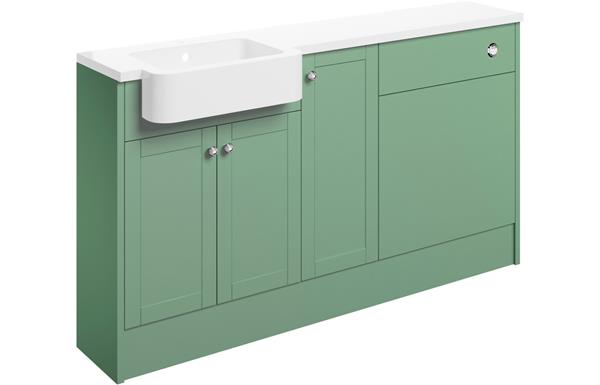 Valinso 1542mm Basin  WC & 1 Door Unit Pack (LH) - Matt Sage Green