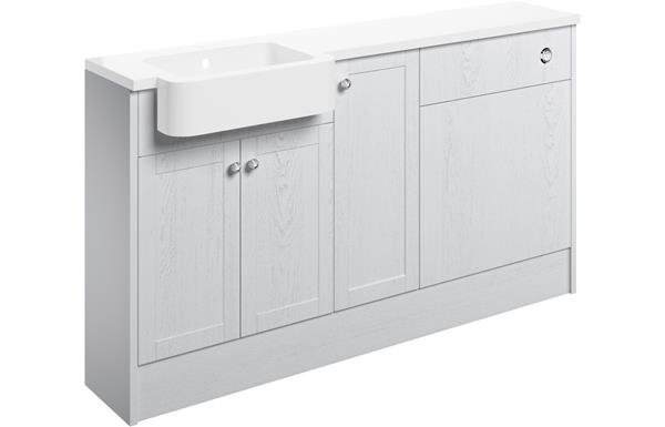 Valinso 1542mm Basin  WC & 1 Door Unit Pack (LH) - Satin White Ash