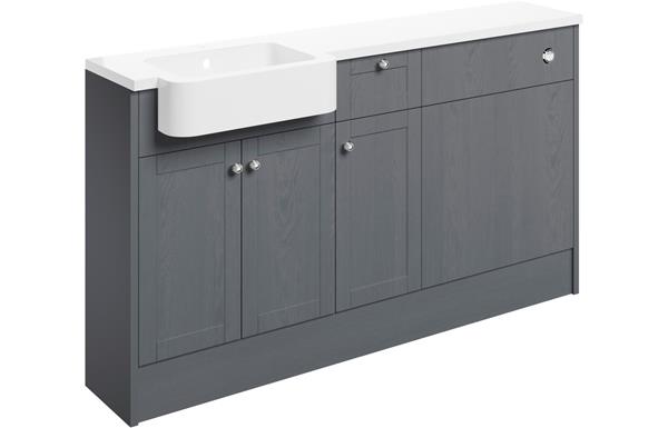 Valinso 1542mm Basin  WC & 1 Drawer  1 Door Unit Pack (RH) - Grey Ash