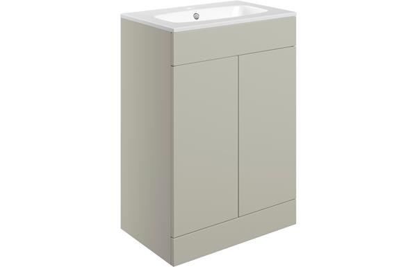 Morino 615mm Floor Standing 2 Door Basin Unit & Basin - Matt Latte