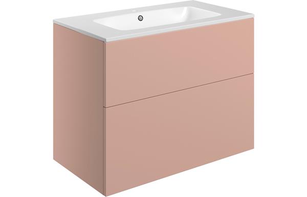 Morino 815mm Wall Hung 2 Drawer Basin Unit & Basin - Matt Antique Rose