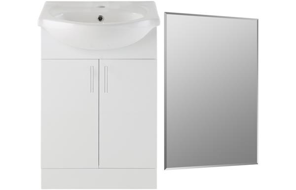 Tarassa 650mm Floor Standing Basin Unit & Mirror Pack