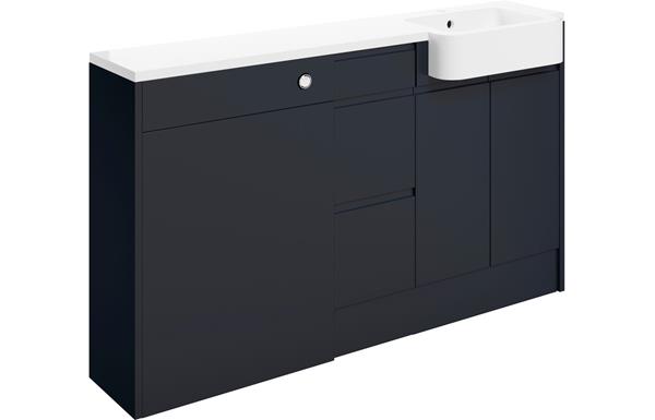 Butlas 1542mm Basin  WC & 3 Drawer Unit Pack (RH) - Matt Indigo Blue