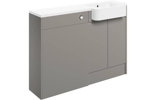 Butlas 1242mm Basin & WC Unit Pack (RH) - Pearl Grey Gloss