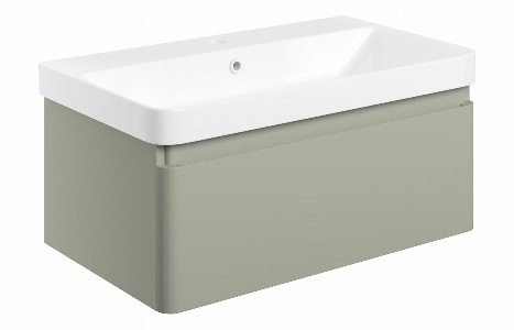 Sky 805mm Wall Hung 1 Drawer Basin Unit & Basin - Matt Latte