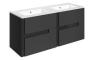 Contra 1210mm Wall Hung 4 Drawer Basin Unit & 2TH White Basin - Matt Black & Glass
