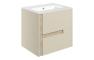 Contra 615mm Wall Hung 2 Drawer Basin Unit & 0TH White Thin Edge Basin - Matt Cotton & Oak Effect