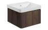 Flute 500mm Wall Hung 1 Drawer Basin Unit & Basin - Textured Walnut