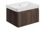 Flute 605mm Wall Hung 1 Drawer Basin Unit & Basin - Textured Walnut