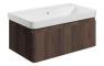 Flute 805mm Wall Hung 1 Drawer Basin Unit & Basin - Textured Walnut