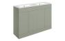 Morino 1210mm Floor Standing 4 Door Basin Unit & 0TH Basin - Matt Olive Green