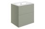 Morino 610mm Wall Hung 2 Drawer Basin Unit & 0TH Basin - Matt Olive Green