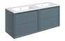 Plush 1210mm Wall Hung 4 Drawer Basin Unit & 2TH Thin Edge Basin - Matt Storm Blue