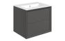Plush 615mm Wall Hung 2 Drawer Basin Unit & 0TH Thin Edge Basin - Matt Clay