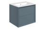 Plush 615mm Wall Hung 2 Drawer Basin Unit & 0TH Thin Edge Basin - Matt Storm Blue