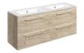 Sabanto 1210mm Wall Hung 4 Drawer Basin Unit & 0TH Thin Edge Basin - Oak
