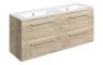 Sabanto 1210mm Wall Hung 4 Drawer Basin Unit & 2TH Thin Edge Basin - Oak